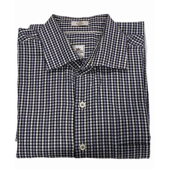 Peter‎ Millar Mens Check Plaid Button Front Long Sleeve Shirt Large L Flaw - Picture 1 of 11